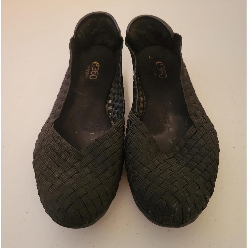 EasySpirit e360 Ballet Flats Size 6M Black‎ Woven Upper Slip On Comfort Casual